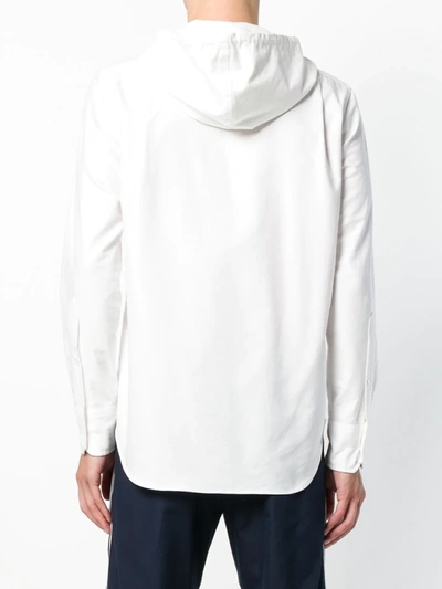 Shop Thom Browne Hooded Zip-front Oxford Shirt In White