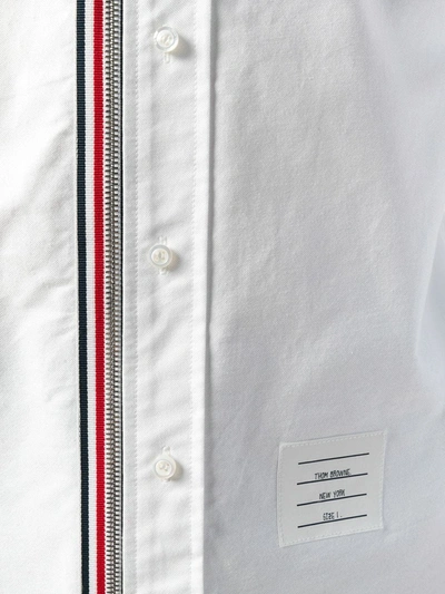 Shop Thom Browne Hooded Zip-front Oxford Shirt In White