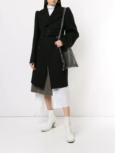 Shop Maison Margiela Double Breasted Belted Coat In Black