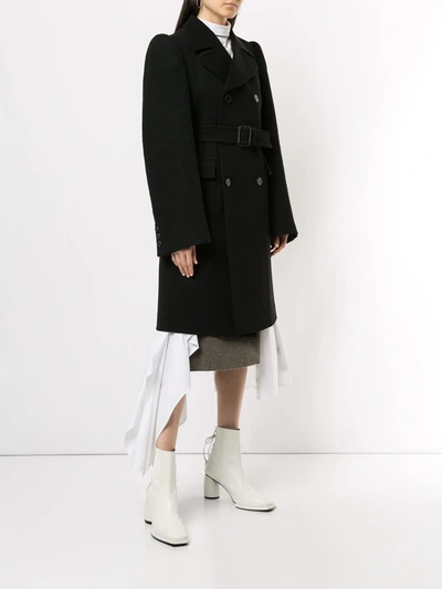 Shop Maison Margiela Double Breasted Belted Coat In Black