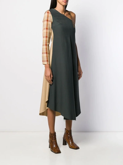 Song For The Mute One Shoulder Dress In Green