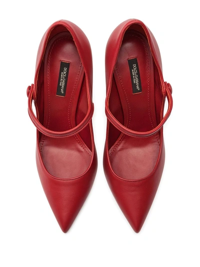 Shop Dolce & Gabbana Mary Jane Baroque Heel Pumps In Red