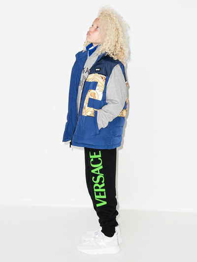 Versace Black Trousers With Green Print Kids In Black