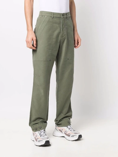 Shop Palm Angels Patch Pocket Denim Trousers In Green