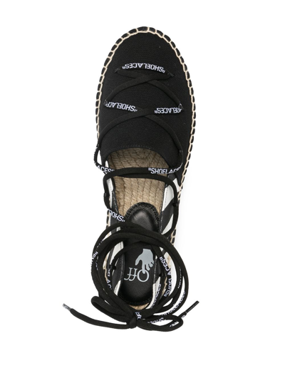 Shop Off-white Lace-up Flat Espadrilles In Black