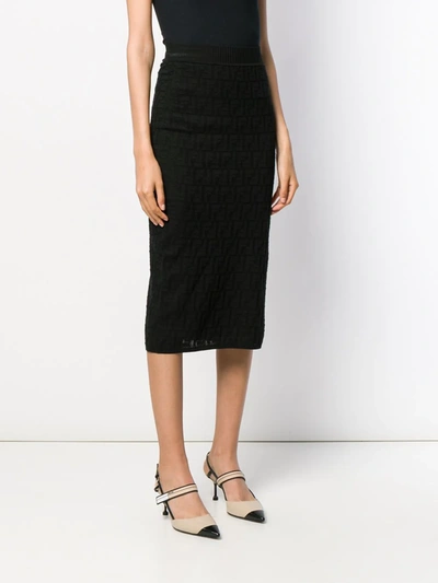 Shop Fendi Ff Motif Knitted Skirt In Black