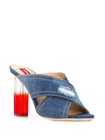 Shop Dsquared2 Crossover Strap Denim Sandals In Blue