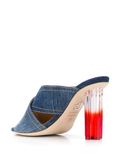 Shop Dsquared2 Crossover Strap Denim Sandals In Blue