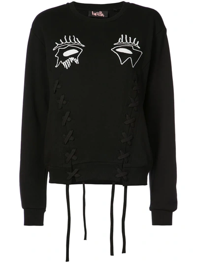 Shop Haculla Evil Eye Lace-detail Sweatshirt In Black