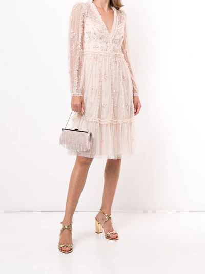 Shop Needle & Thread Sequin Floral Embroidered Tulle Dress In Pink