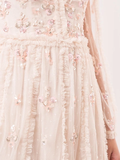 Shop Needle & Thread Sequin Floral Embroidered Tulle Dress In Pink
