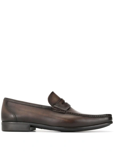 Shop Magnanni Classic Loafers In Brown