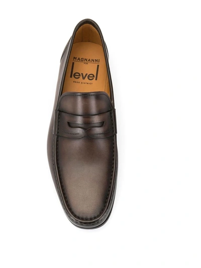 Magnanni Polished Finish Loafers In Brown
