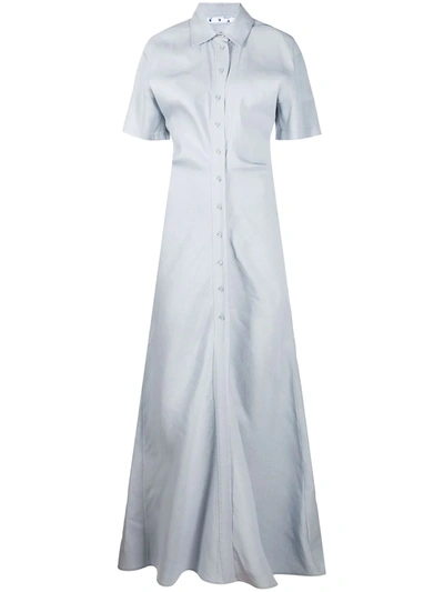 Shop Off-white Long Shirt Dress In Blue