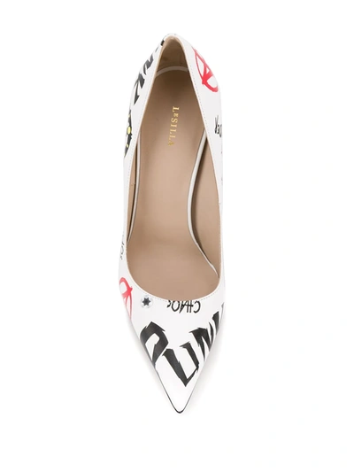 Shop Le Silla Printed Pointed-toe Pumps In White