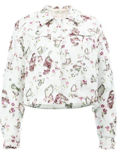 Giambattista Valli Distressed Floral Jacket In White