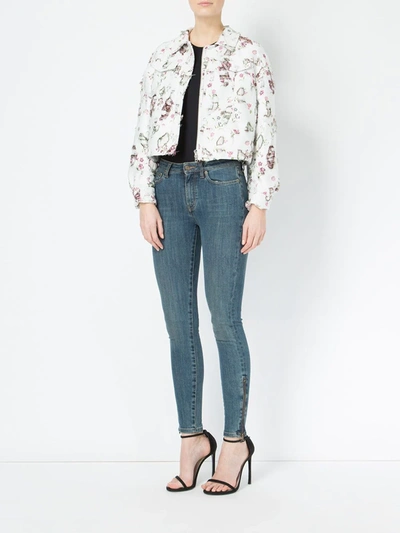 Giambattista Valli Distressed Floral Jacket In White
