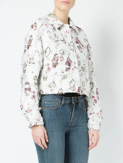Giambattista Valli Distressed Floral Jacket In White