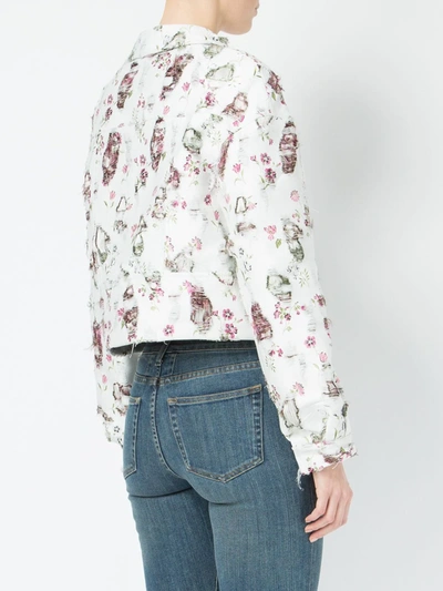Giambattista Valli Distressed Floral Jacket In White