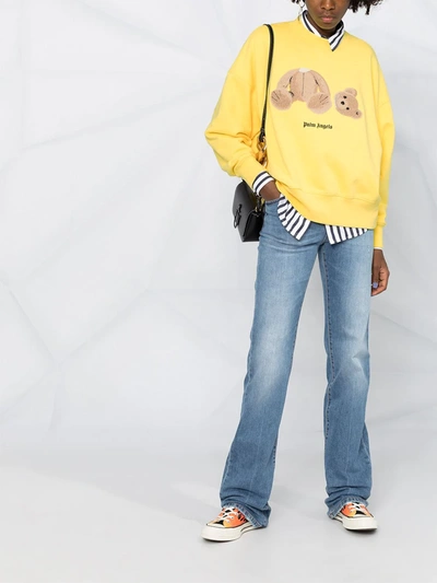 Shop Palm Angels Teddy-motif Logo Sweatshirt In Yellow