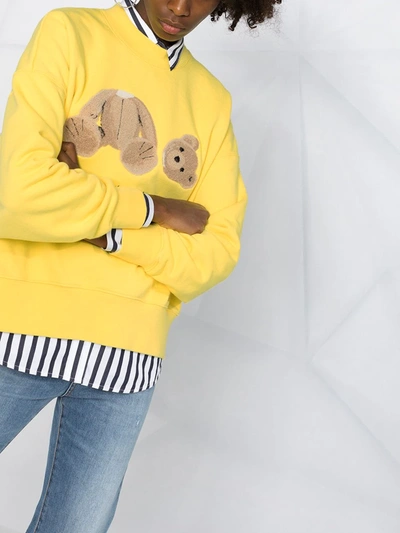 Shop Palm Angels Teddy-motif Logo Sweatshirt In Yellow