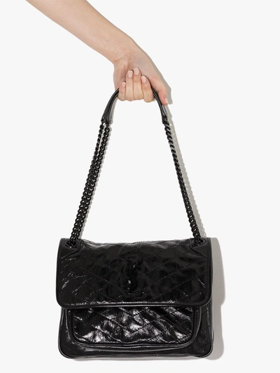 Shop Saint Laurent Niki Chain Strap Bag In Black