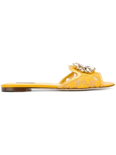 Dolce & Gabbana Women Rainbow Flat Ciabattina Sandalo In Yellow