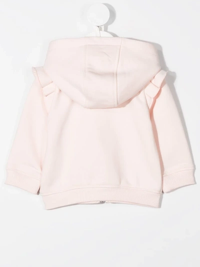 Shop Givenchy Logo Embroidered Zip-front Hoodie In Pink