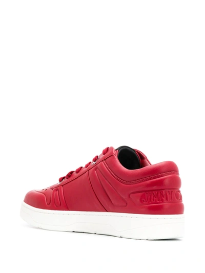 Jimmy Choo Mens Hawaii/m Red Calf Leather Trainers In Red