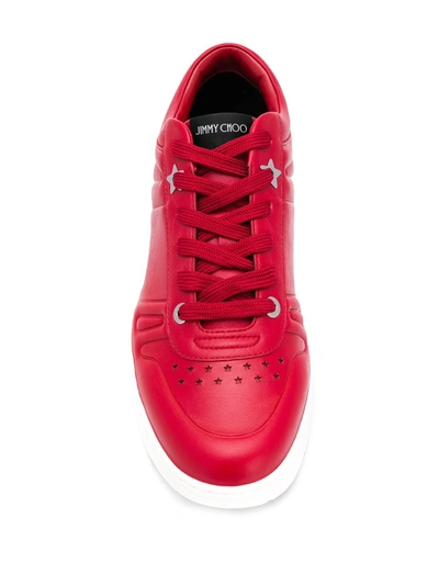 Jimmy Choo Mens Hawaii/m Red Calf Leather Trainers In Red