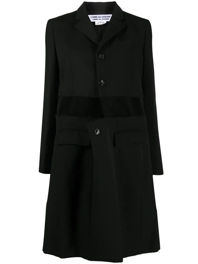 Shop Comme Des Garçons Comme Des Garçons Stripe-panel Single Breasted Coat In Black