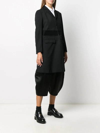 Shop Comme Des Garçons Comme Des Garçons Stripe-panel Single Breasted Coat In Black