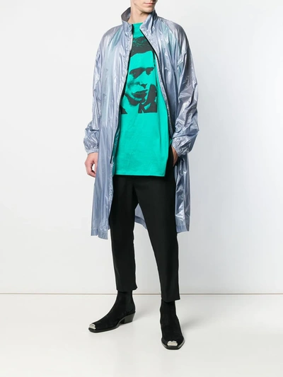Shop Raf Simons Mid-length Trench Coat In Blue