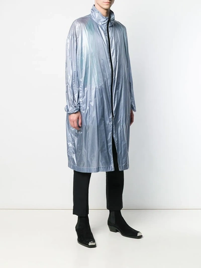 Shop Raf Simons Mid-length Trench Coat In Blue