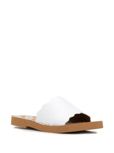 Shop See By Chloé Logo Print Scalloped Edge Slides In White