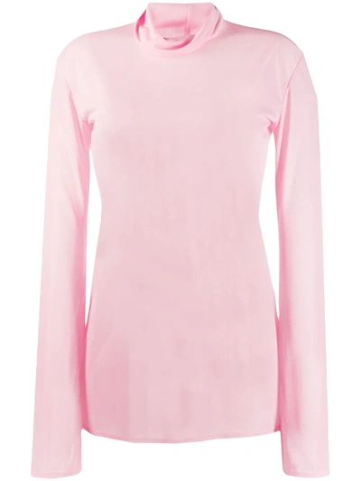 Shop Kwaidan Editions High-neck Jersey Knit Top In Pink