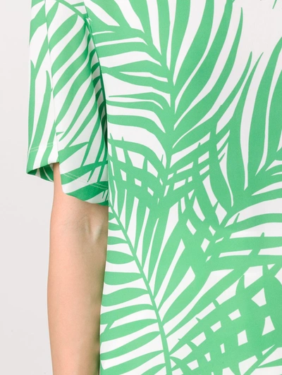 Shop Sara Battaglia Palm Leaf Printed Crepe Blouse In Green