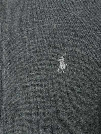 Shop Ralph Lauren Zip-up Logo Cardigan In Grey