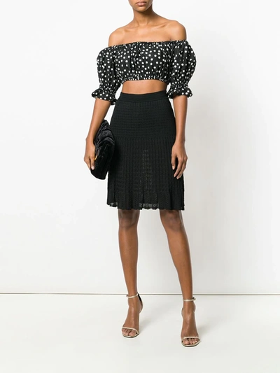 Pre-owned Alaïa Pleated Lace Skirt In Black