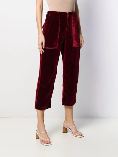 Shop Jejia High-rise Cropped Trousers In Red