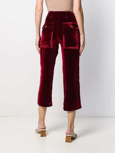 Shop Jejia High-rise Cropped Trousers In Red