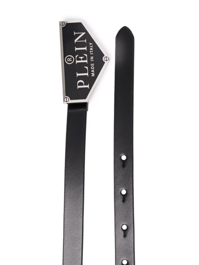 Shop Philipp Plein Iconic Plein Leather Belt In Schwarz
