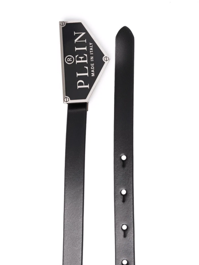 Philipp Plein Iconic Plein Leather Belt In Schwarz