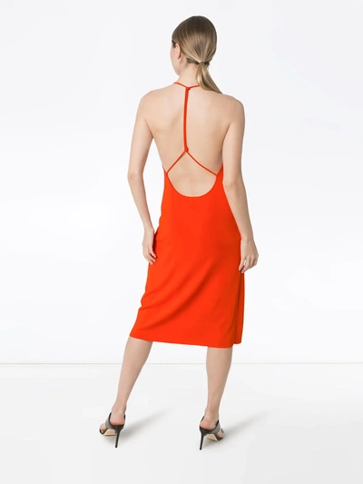 Shop Bottega Veneta Knotted Strap Midi Dress In Orange