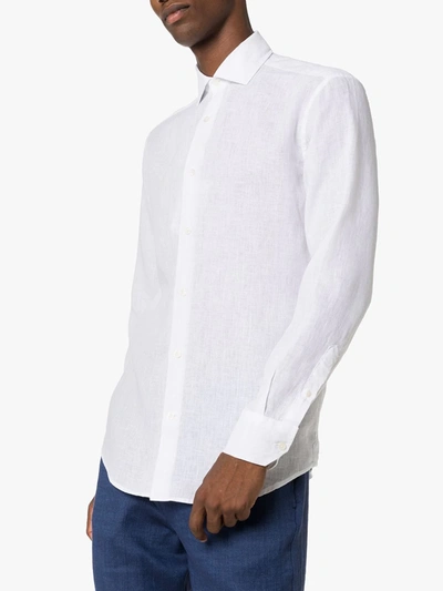 Shop Frescobol Carioca Antonio Linen Shirt In White