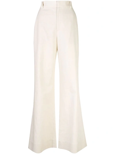 BRUNELLO CUCINELLI HIGH WAISTED FLARED TROUSERS - 大地色