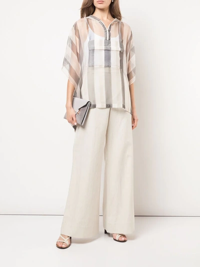 Brunello Cucinelli High Waisted Flared Trousers In Neutrals