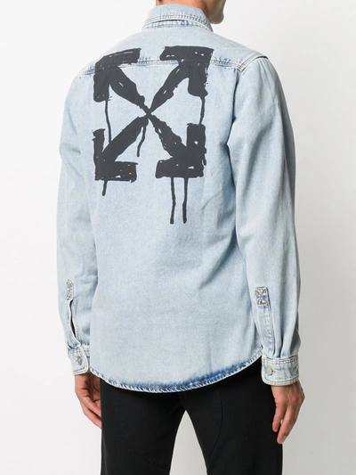 Shop Off-white Arrows-motif Denim Shirt In Blue