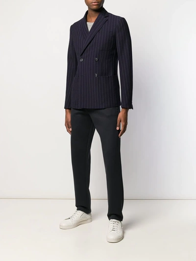 Giorgio Armani Regular Tapered Trousers In Blue