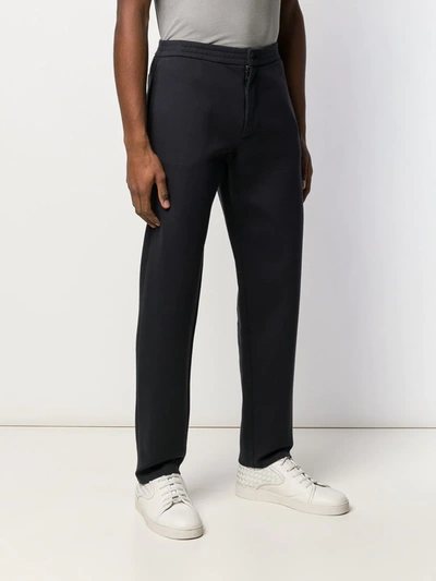 Shop Giorgio Armani Regular Tapered Trousers In Blue